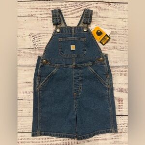 NWT Carhartt Boys Shortalls Bibs Overalls Denim Blue Jean